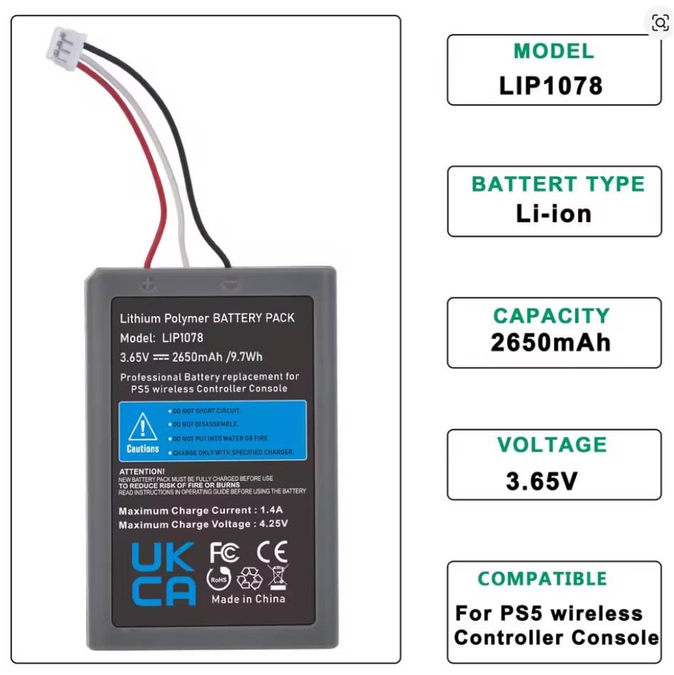 PS5 Controller Battery Upgrade – 2650mAh | DualSense Extended Play