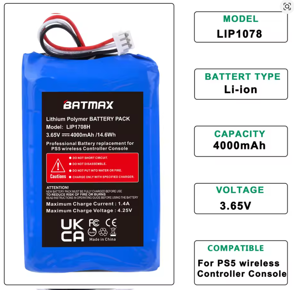 PS5 Controller Battery Upgrade – 4000mAh | Ultra-Capacity DualSense Power